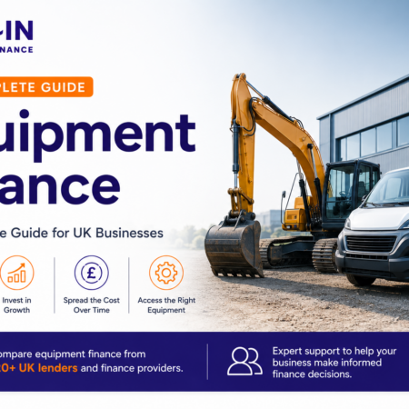Equipment Finance Explained featured image showing construction machinery, a commercial vehicle and business equipment finance solutions for UK businesses.
