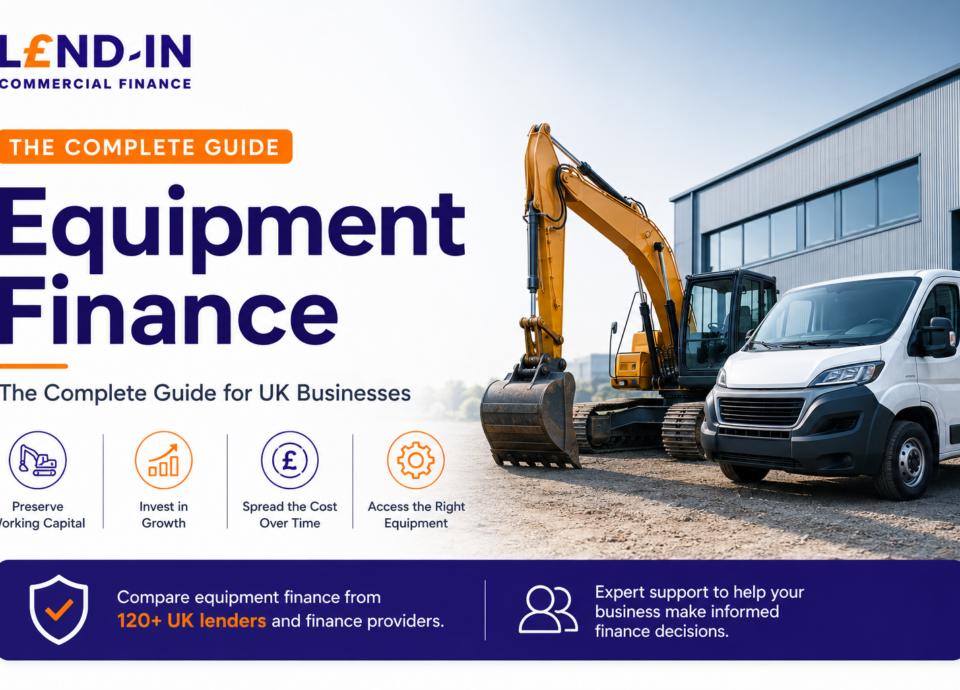 Equipment Finance Explained featured image showing construction machinery, a commercial vehicle and business equipment finance solutions for UK businesses.